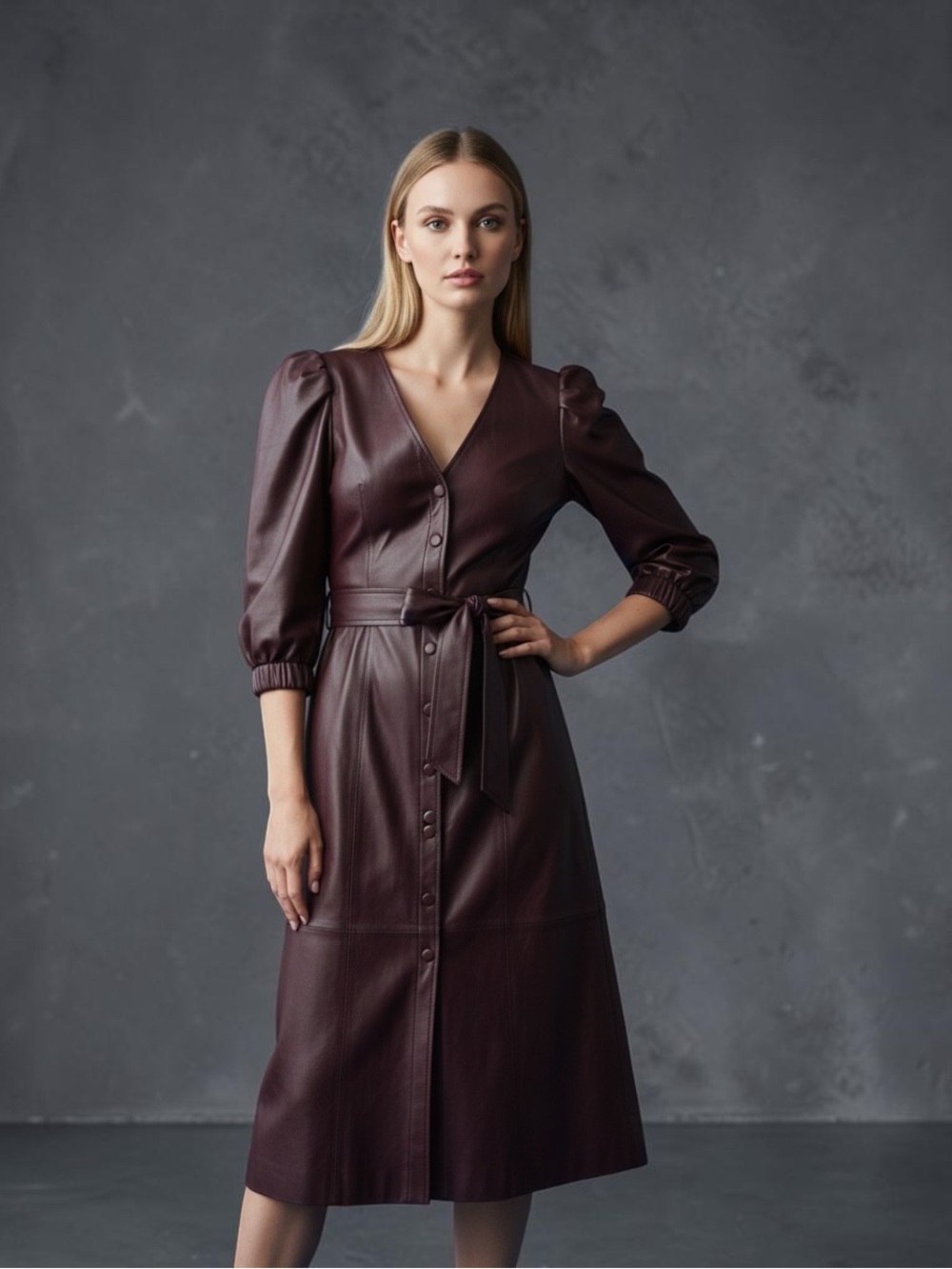 House of Harlow 1960 Faux Leather Midi Dress in Black size lg, orig Price $189